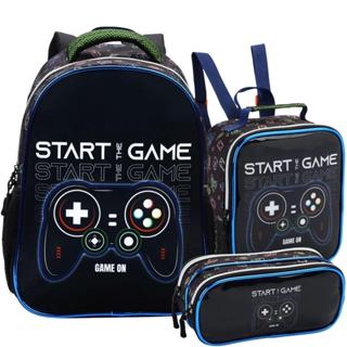 Kit Mochila de Costas Escolar Menino Gamer C/ Estojo Lancheira Térmica Material Resistente Acolchoada Estudo em Oferta na Shopee