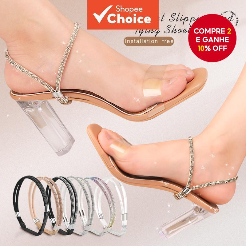 Novas Alças de Sapato Destacáveis para Salto com Cinto para Mulheres, com Cristais e Strass, Anti Loose. em Oferta na Shopee