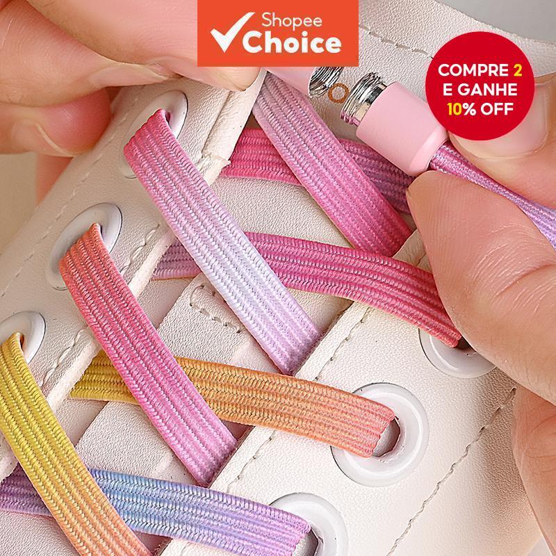 Cadarços Elásticos Sem Gravata Com Fivelas De Pérola – De Reposição Ajustáveis Trava Rápida Para Tênis , Crianças E Adul