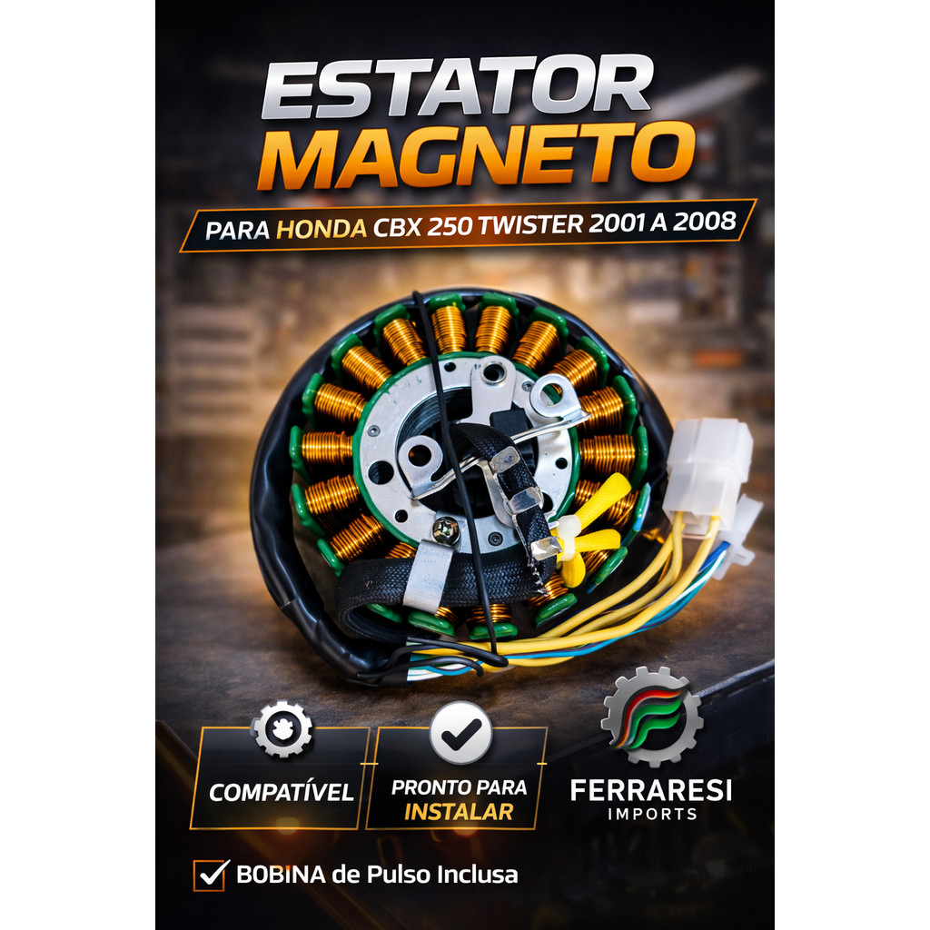 Estator Magneto Cbx 250 Twister 2001 Até 2008 Com Bobina Pulso - Peça de Reposição Premium