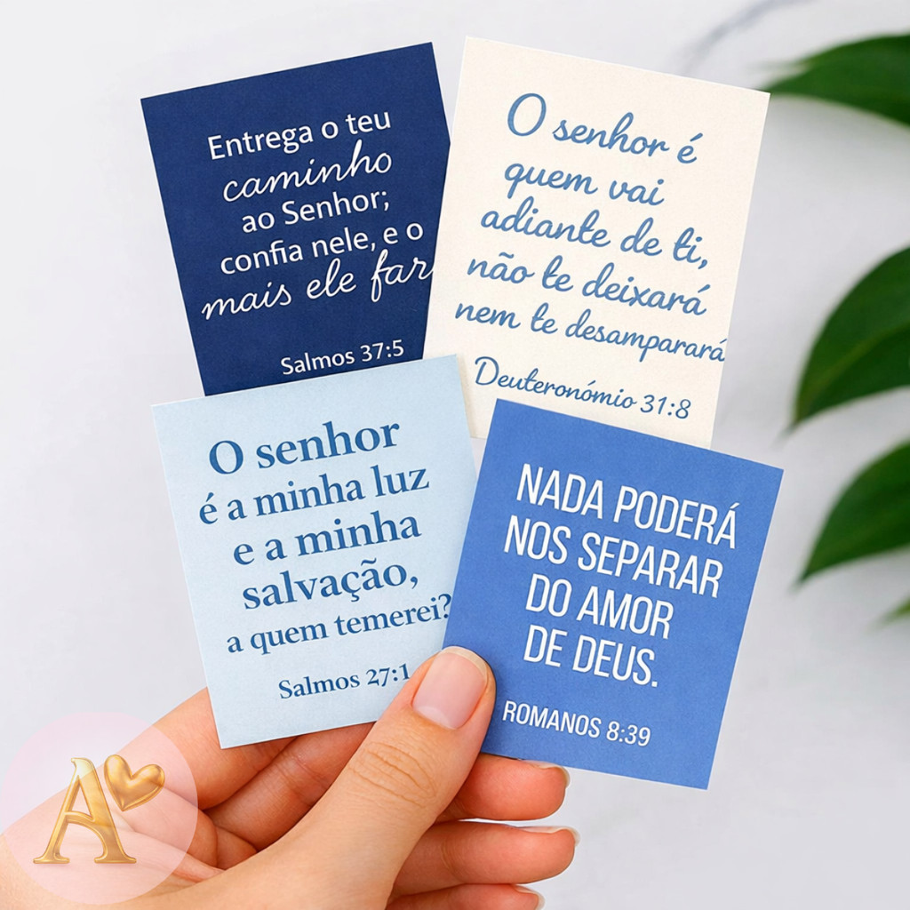 Kit até 240 Mini Cartões Tons de Azul Frases de Versiculos 4x5cm em Oferta na Shopee