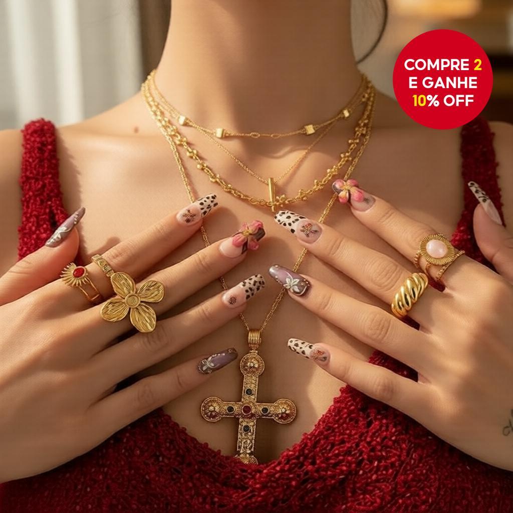 Colar longo de cruz de ouro com pérolas em camadas vintage para entusiastas do hip hop