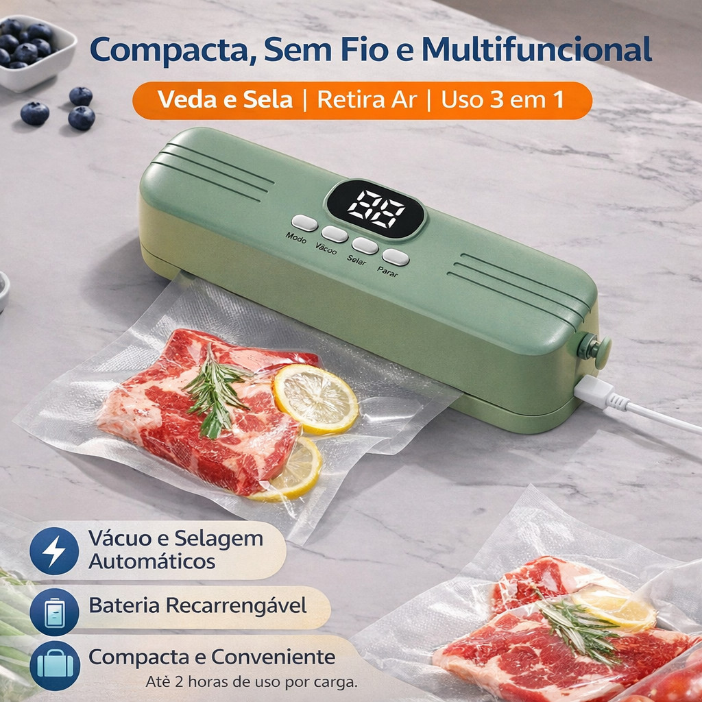 Mini Seladora A Vácuo Automática, Vedação Sem Fio Compacta Portátil | Selador De Saco Plástico Para Alimentos