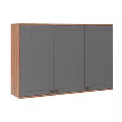 Armário Aéreo p/ Cozinha Bella 2601 c/ 3 Portas 120cm Nogal/Cinza - Carraro