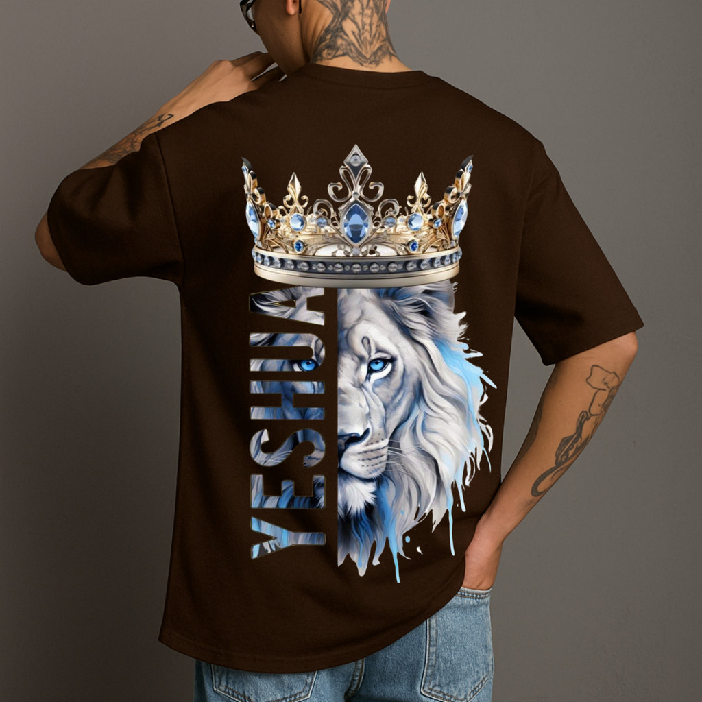 Camiseta masculina 100% Algodão Gospel Leão De Judá Yeshua camisa blusa em Oferta na Shopee