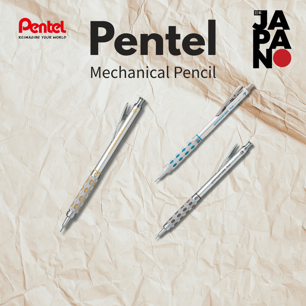 Lápis Mecânico Pentel Graph Gear 1000 PG1015 0.5 Mm , PG1013 0.3 Prata , PG1014 0.4 PG1017 0.7 PG