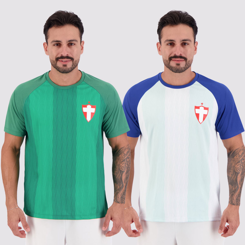 Kit 2 Camisas Palmeiras Savoia Raglan Branca e Verde