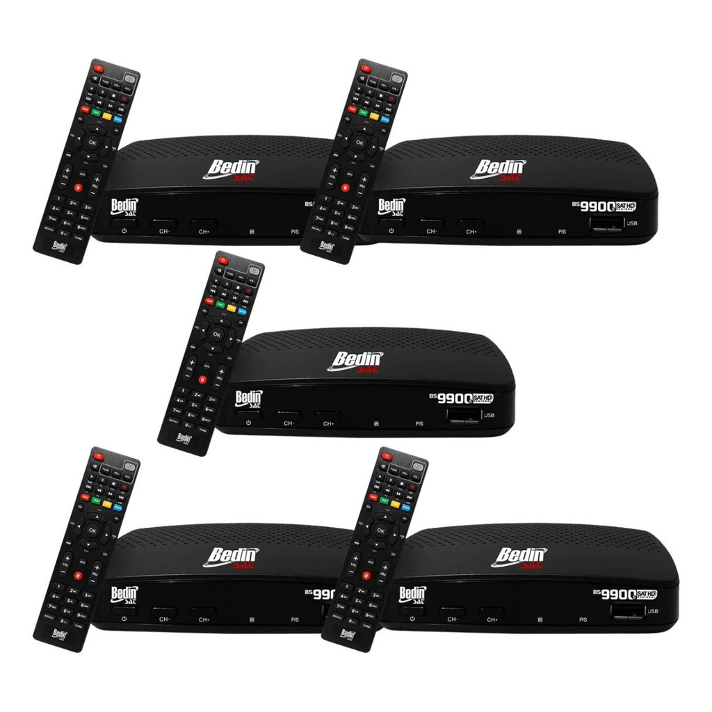 KIT 5 Receptores Digital Fullhd Sat Hd Regional Bs9900 Bedin Sat