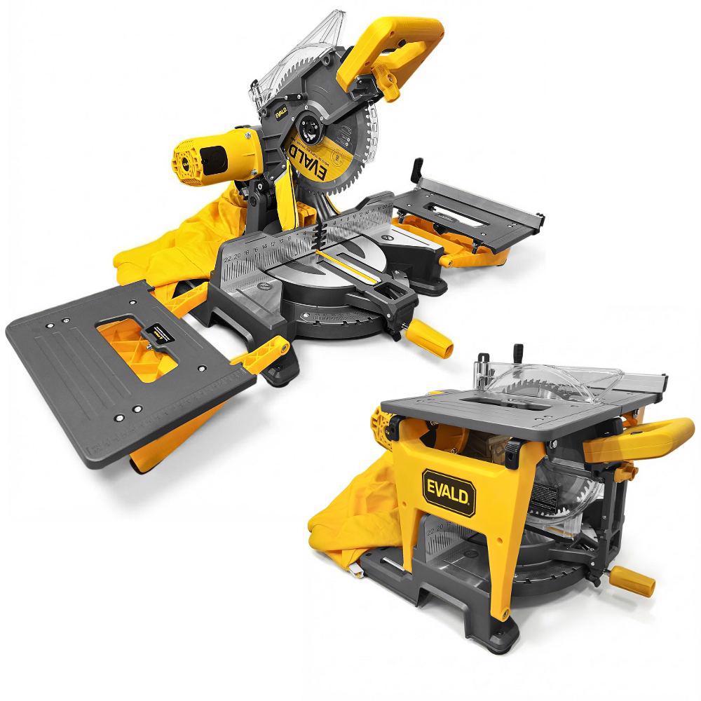 Serra de Esquadria com Serra Circular de Bancada 2 em 1 Dust-Free 10 POL 2200W EVALD em Oferta na Shopee