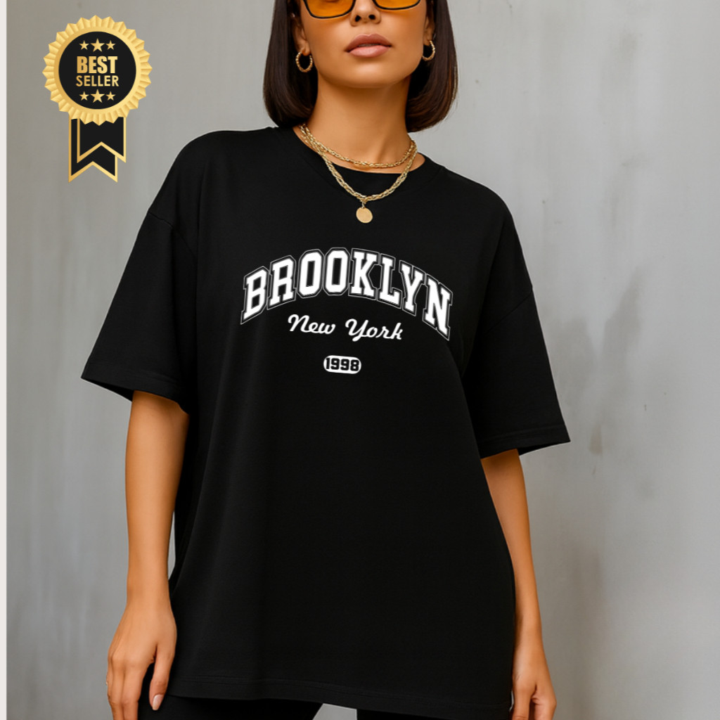 Camiseta Oversized Feminina Streetwear Brooklyn Algodão Academia BT