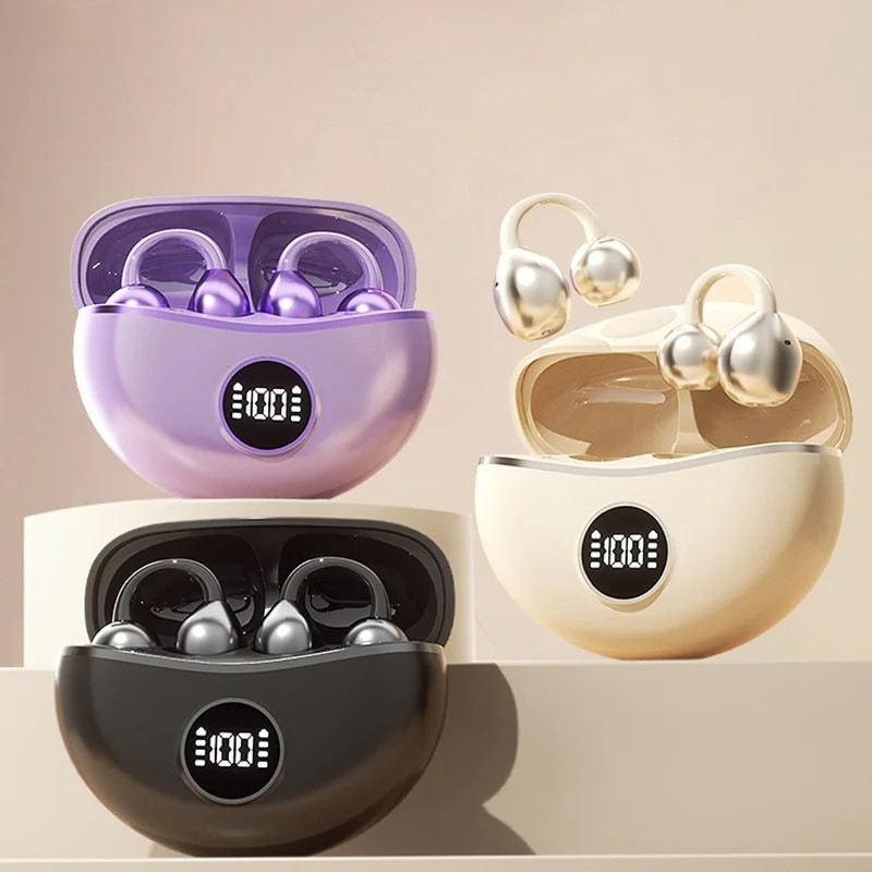 D15 Fones De Ouvido Sem Fio Bluetooth TWS Fone Alta Fidelidade Aberto Wearable Estéreo Display Energia LED