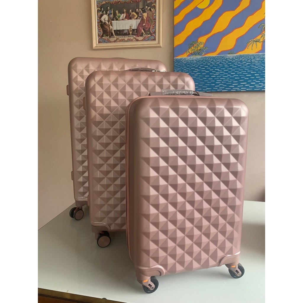 Mala De Viagem Kit 3 Peças Bordo + Média + Grande Diamond Giratória 360°; Envio Imediato