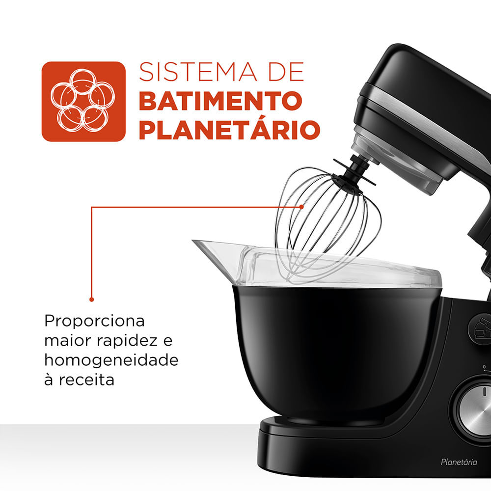 Imagem Batedeira Planetária Mondial Preta BP-03-B - 700W 220V