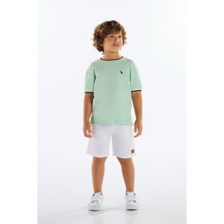 Camiseta Menino em Malha Colmeia Quimby em Oferta na Shopee