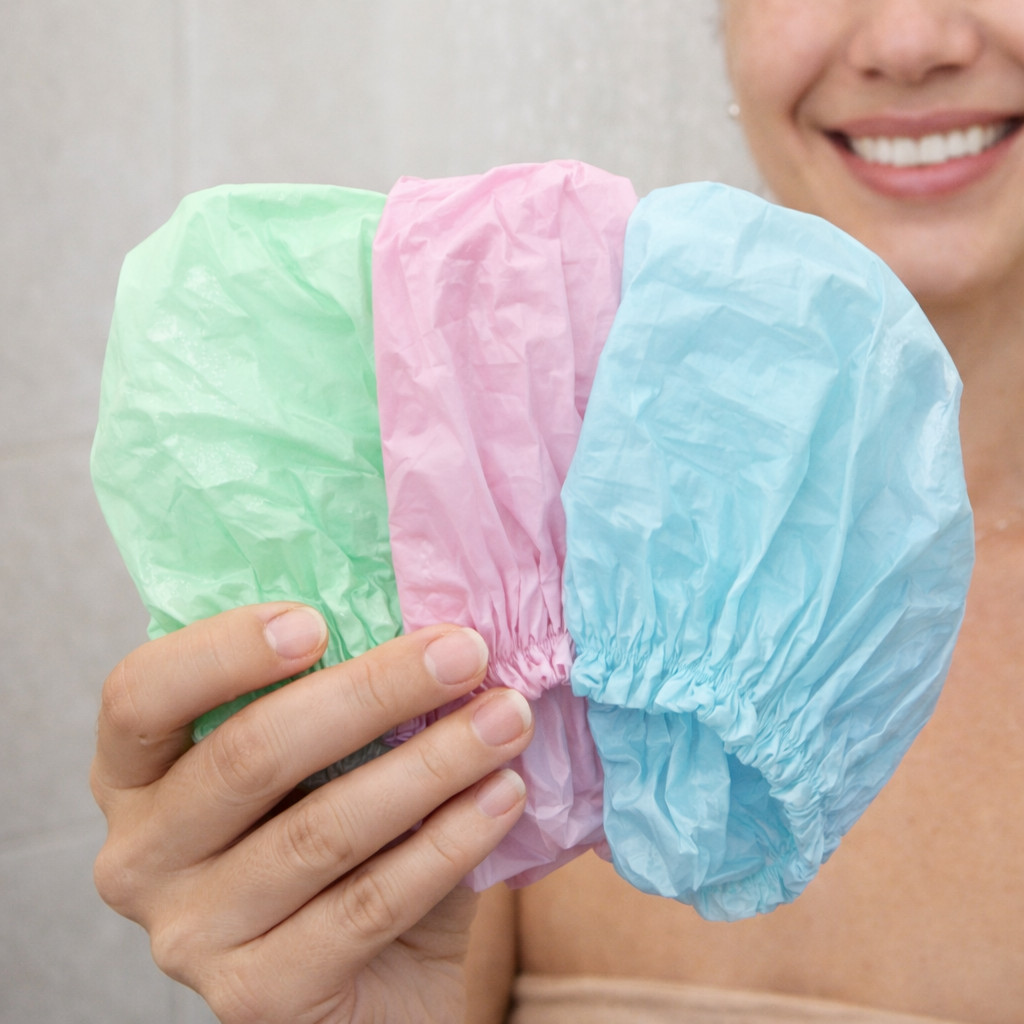 Touca Para Banho Impermeável Protege Cabelo Kit 3 — imagem 2 de 2