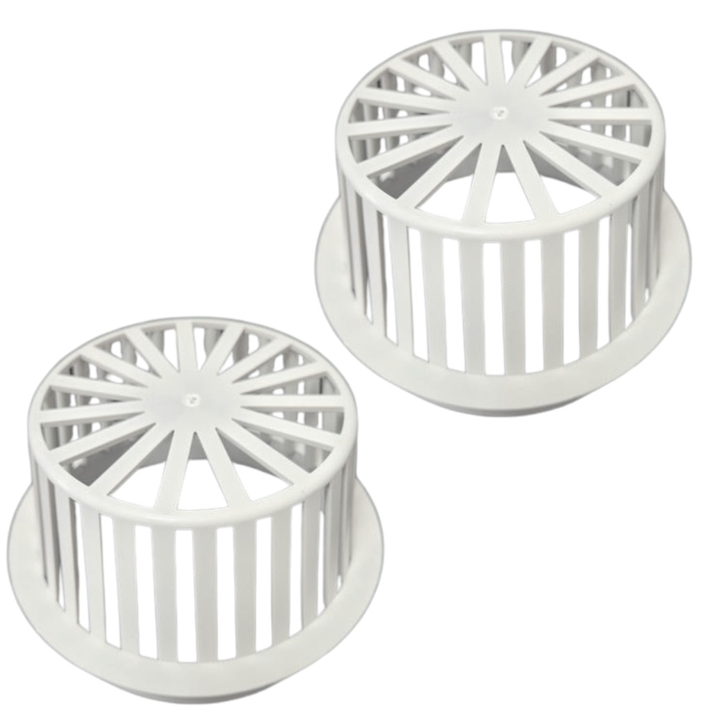 Kit 2 Ralo Abacaxi Plástico Branco Anti Folhas Para Calha e Tubo 150 Mm
