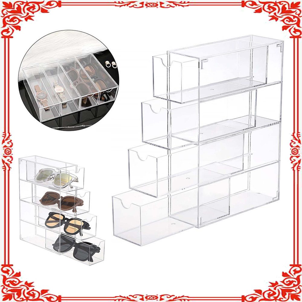 1 expositor para óculos (24,6 × 17,5 × 6,33 cm) Estojo transparente para guardar óculos