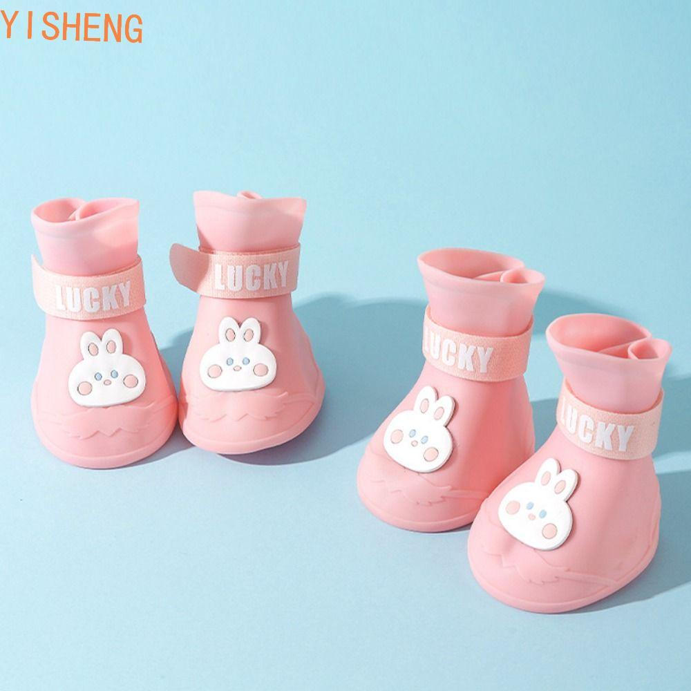 YISHENG 4 Unidades/Conjunto Sapatos De Chuva Para Cães , À Prova D'água , Resistente Ao Desgaste , Antiderrapante , Anim