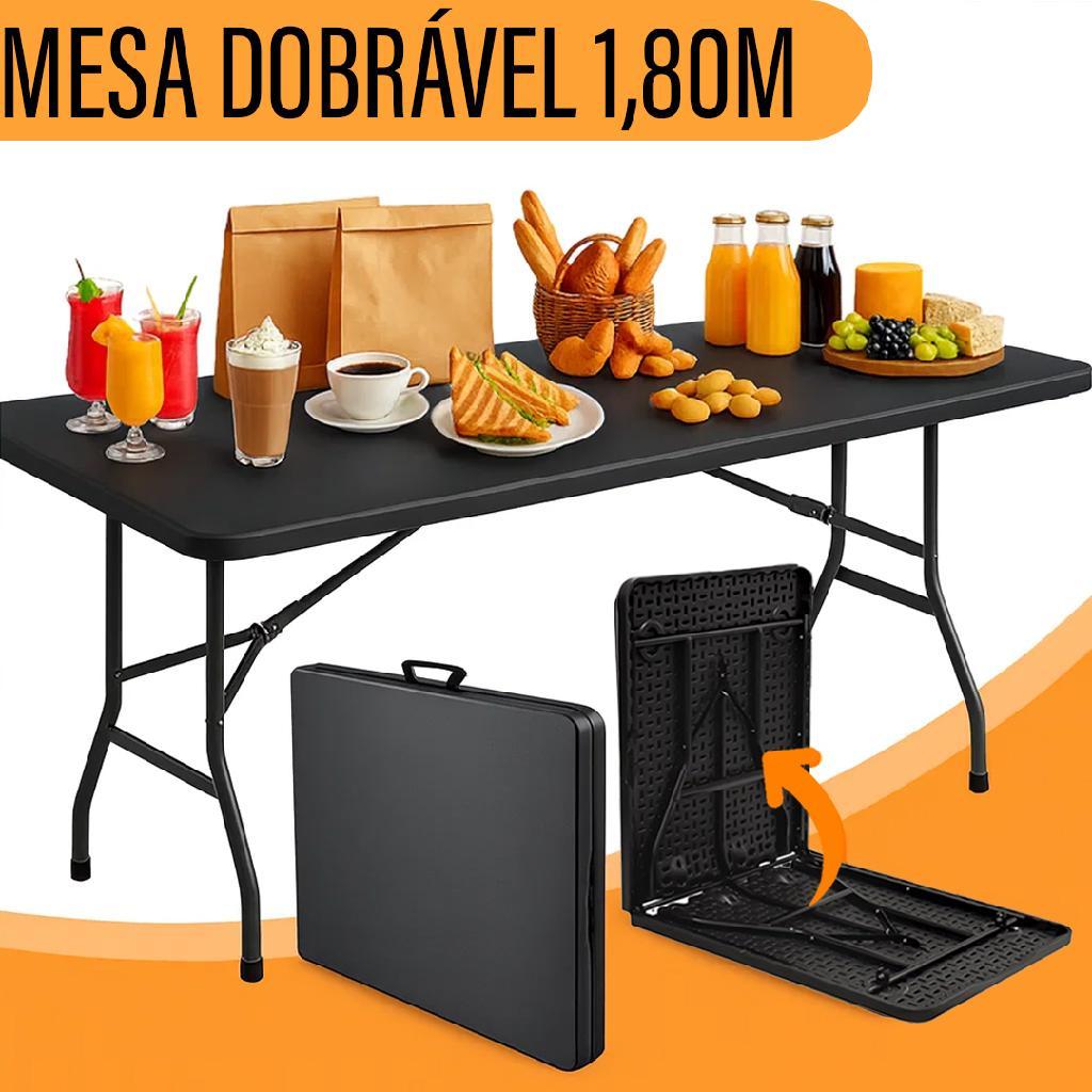 Mesa Dobrável Maleta Preta Yab 1,80x70cm Com Alça Portátil Para Festa Camping Jardim em Oferta na Shopee
