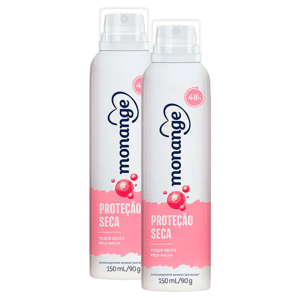 Kit 2 Desodorante Monange Proteção Seca Aerosol Antitranspirante 48h 150ml em Oferta na Shopee