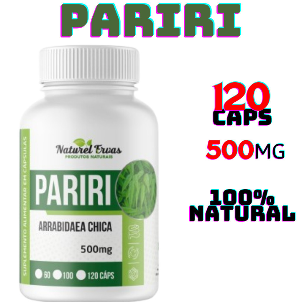 Pariri (Crajirú) em 120 Cápsulas de 500mg em Oferta na Shopee