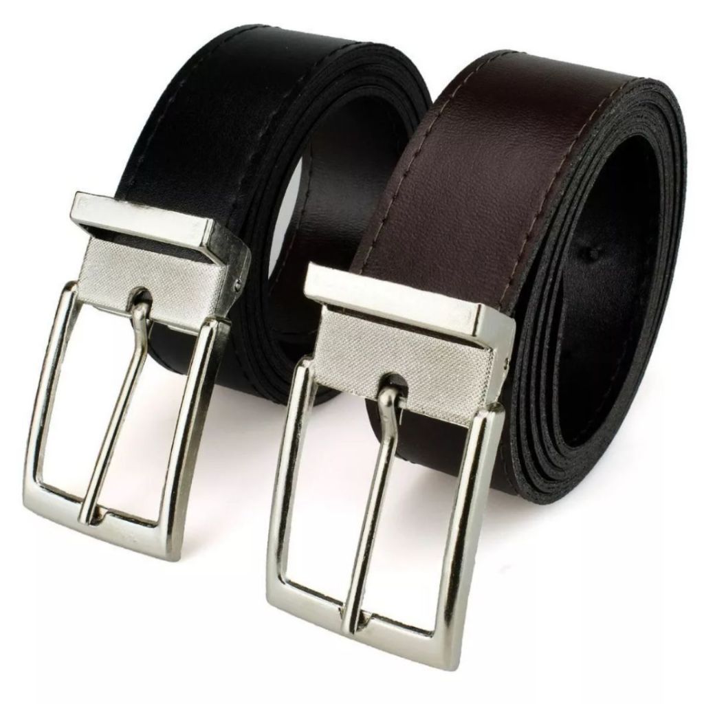 Kit 2 Cintos Masculinos Dupla Face  Preto e Marrom Elegante Lançamento