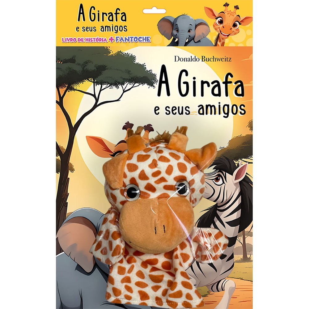 Livro A girafa e seus amigos - Livro de história + Fantoche