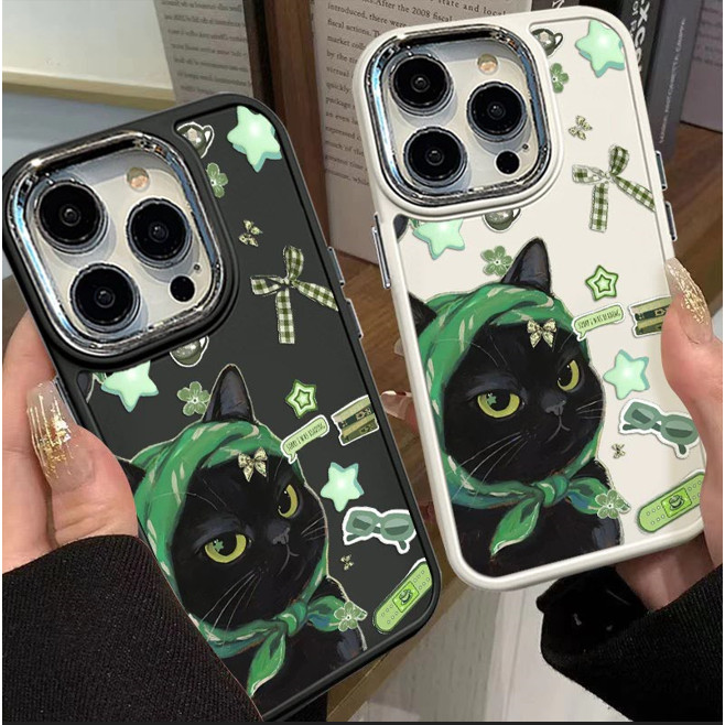 Capa Anti-Impacto Fosca De Silicone Com Design De Gato Preto Fofo Para iPhone 17 Air 13 12 11 14 15 16 Pro Max XR XS ddx