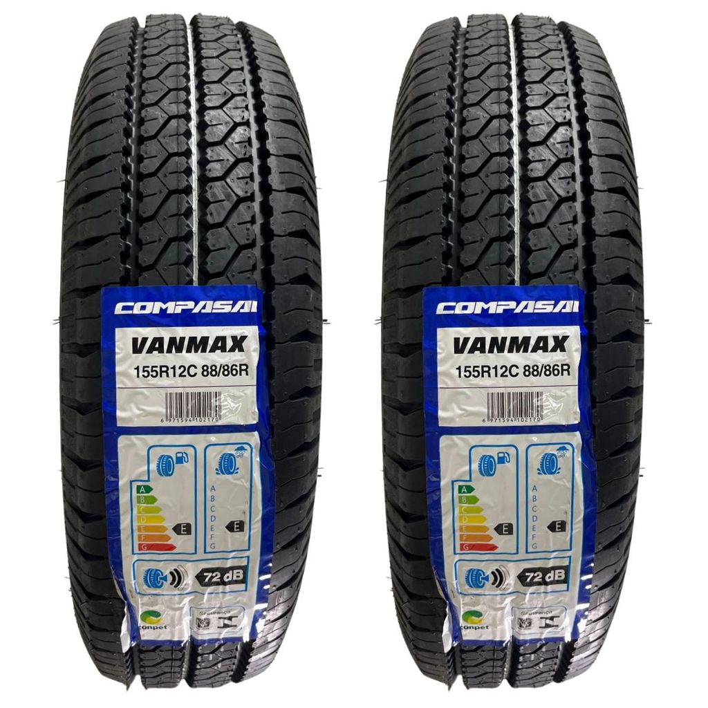 KIT 02 Pneus 155r12c 88/86r Vanmax Towner Chana Effa Carga Aro 12 Vans Veículos Utilitários Furgões 