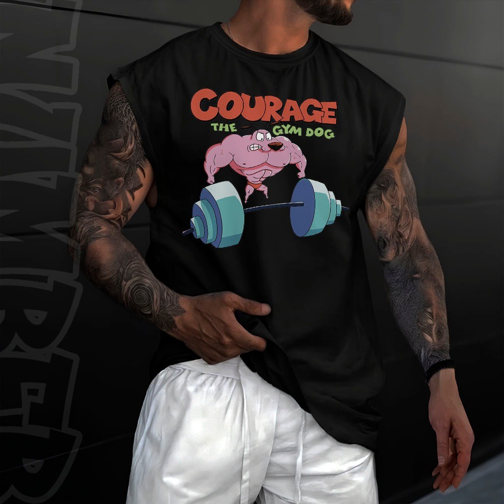 Camiseta regata machao oversized masculino coragem o cao covarde gym academia streetwear em algodao