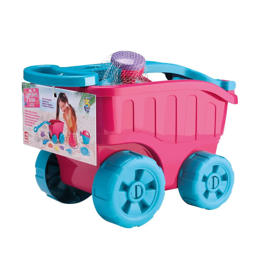 Carro de Praia Divertoys Diver Praia Carriola com Acessórios em Oferta na Shopee