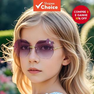 Crianças óculos de sol com laço assimétrico, sem aro de metal, corte-borda, unissex, estilo de rua na moda. em Oferta na Shopee