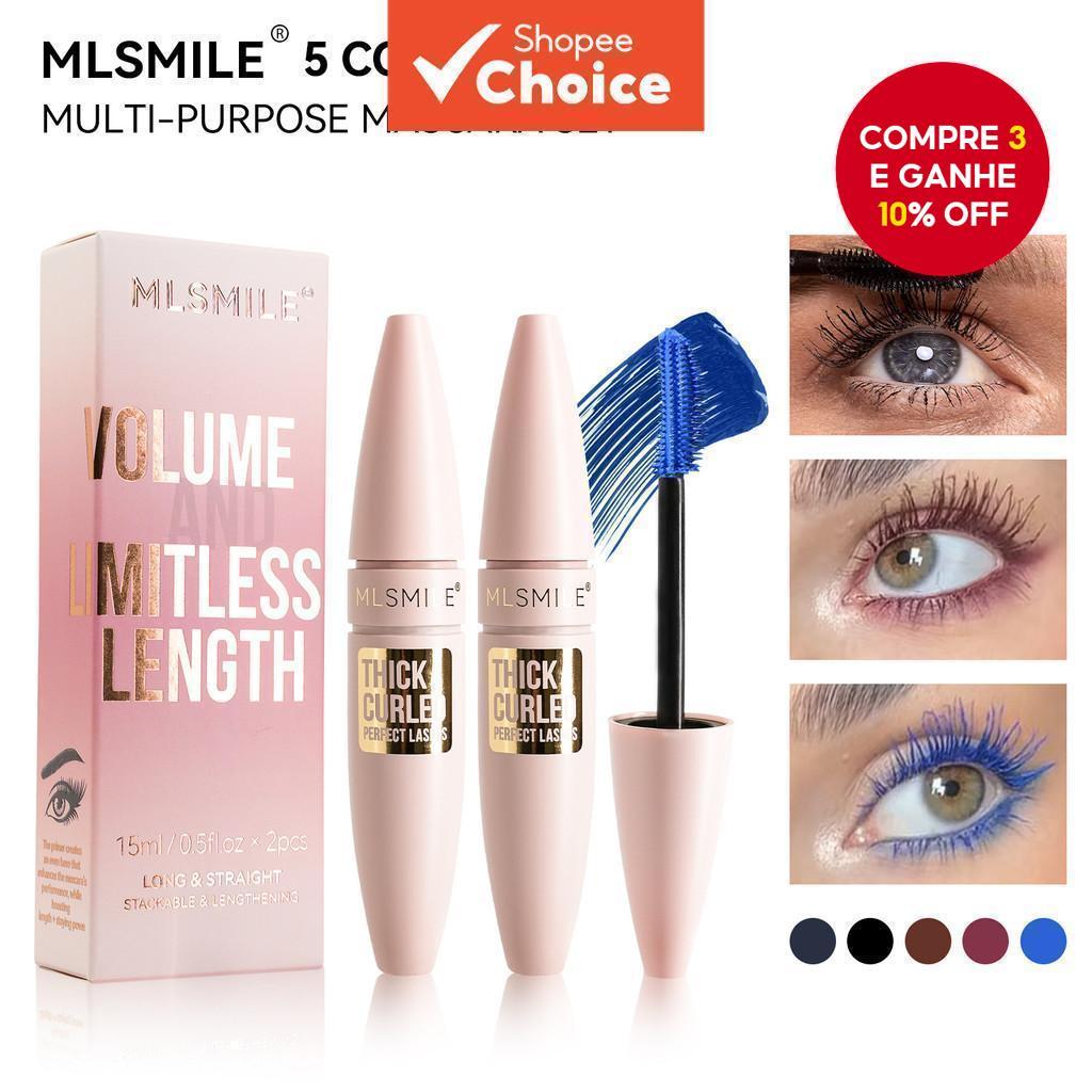 Conjunto De Rímel 3D MLSMILE-Primer De Ondulação E Alongamento À Prova De Manchas + 2 Colorido , Fórmula Volumizadora De em Oferta na Shopee