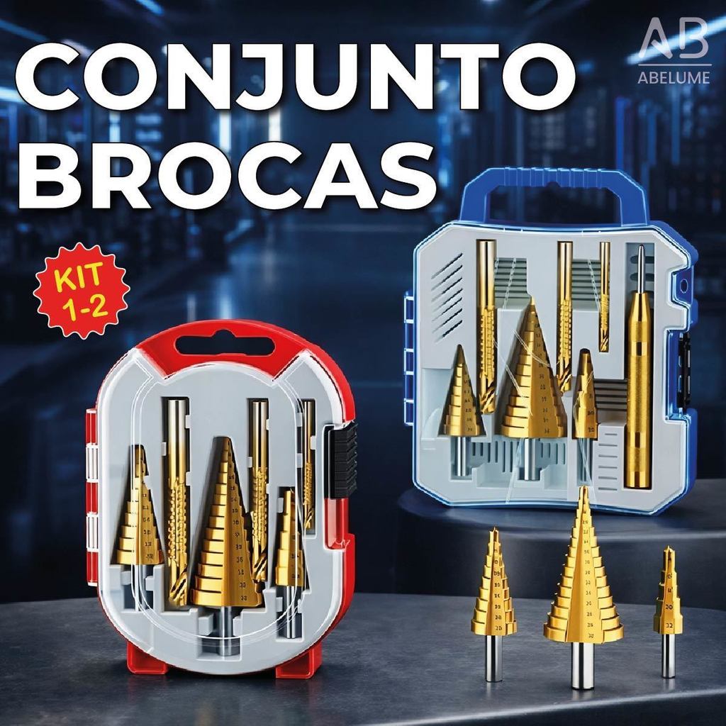 Conjunto de Brocas Maleta 3 Peças a 7 Peças Broca de Titânio Alta Durabilidade em Oferta na Shopee