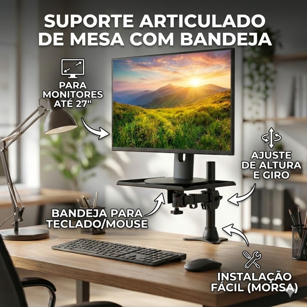 SUPORTE PARA NOTEBOOK TABLET MONITOR DOBRÁVEL ERGONÔMICO AJUSTÁVEL