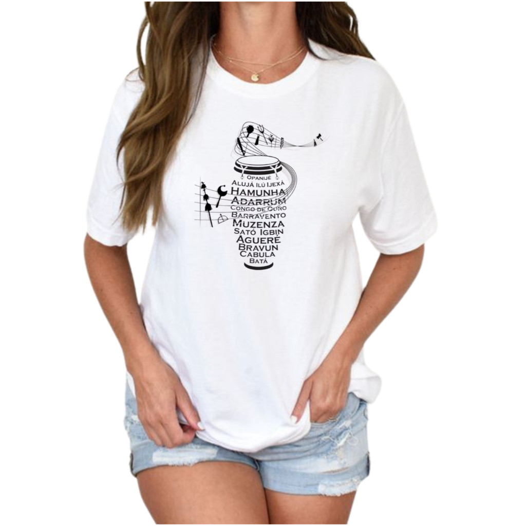 Camiseta Masculina Estampada Ogan Atabaque Umbanda Candomblé Quimbanda Casual 100% algodão