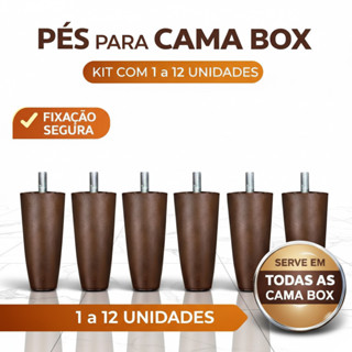 Pé Cama Box 12cm Preto / Marrom Base Box Universal Pezinho Cama Box Reforçado em Oferta na Shopee
