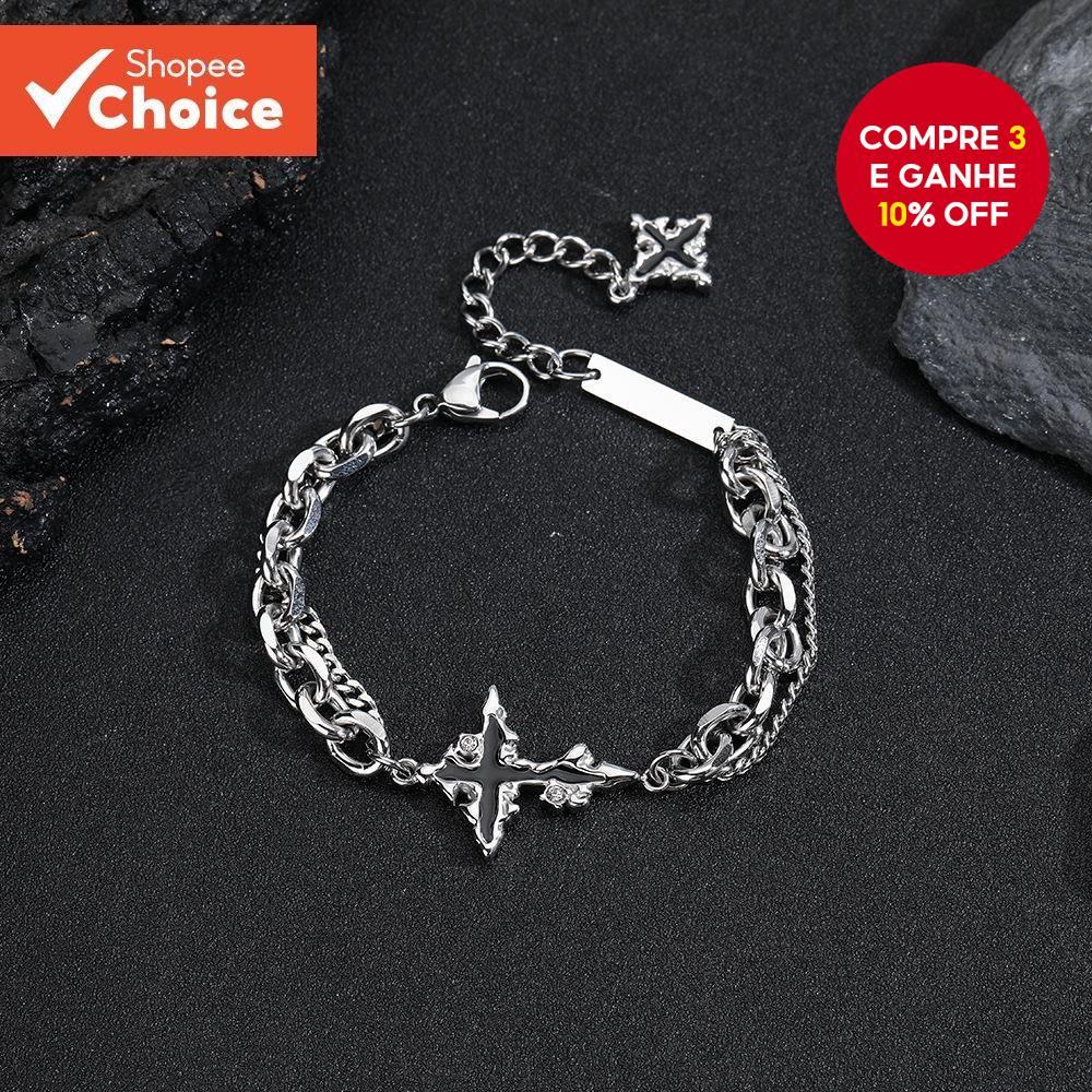 Pulseira Cruzada De Liga De Prata – Unissex Estilo Punk Moderno Casal De Joias Para Homens E Mulheres em Oferta na Shopee