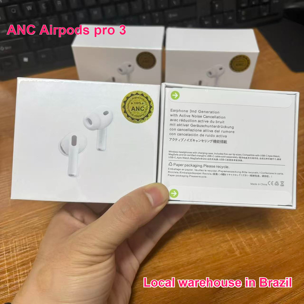 Airpods Pro 3 ANC Airoha Chip Cancelamento De Ruído Renomear GPS Sem Fio Bluetooth Fones TWS Super Bass Fone Com Microfo em Oferta na Shopee