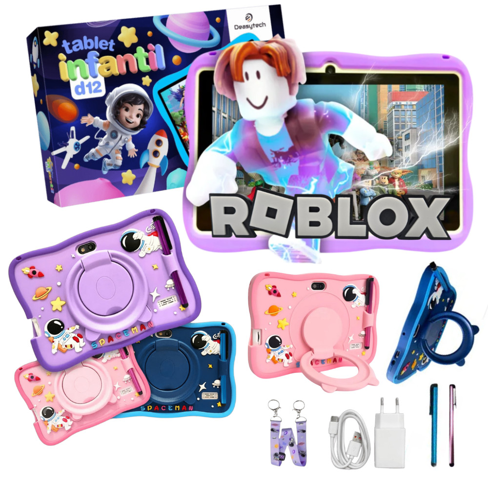 Tablet Infantil 128gb Android 8gb Ram Capinha Emborrachada 7' Polegadas Wifi 5g D12 em Oferta na Shopee