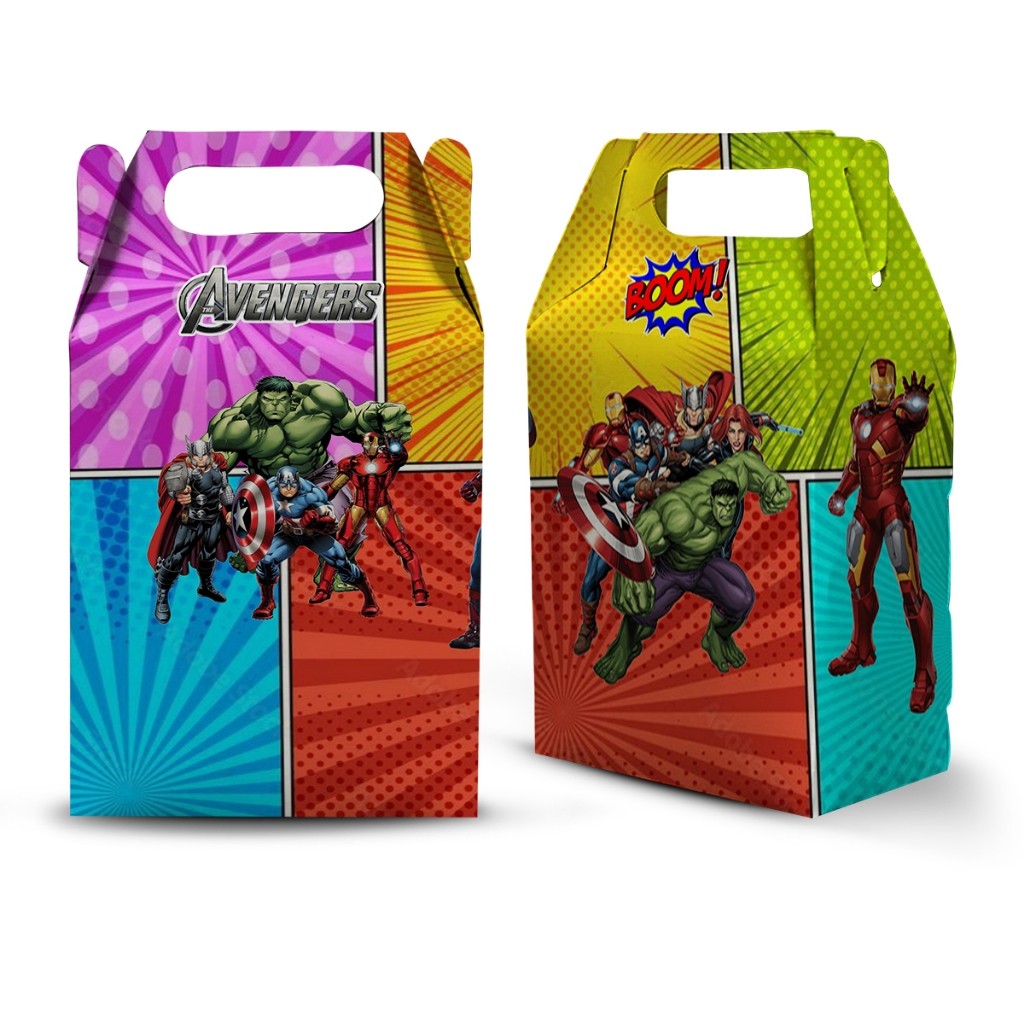 10 CAIXA MILK MALETINHA TEMA  VINGADORES LEMBRANCINHA PARA FESTA