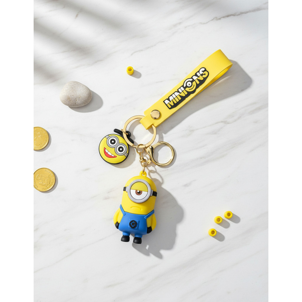 Bob Minion 3d Chaveiro Plástico Resistente Cor Chaveiro Smile Yellow