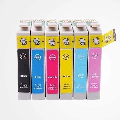 Kit 6 Cores de Cartucho de Tinta Compatível com Epson T048 48 para R200 R220 RX500 RX600