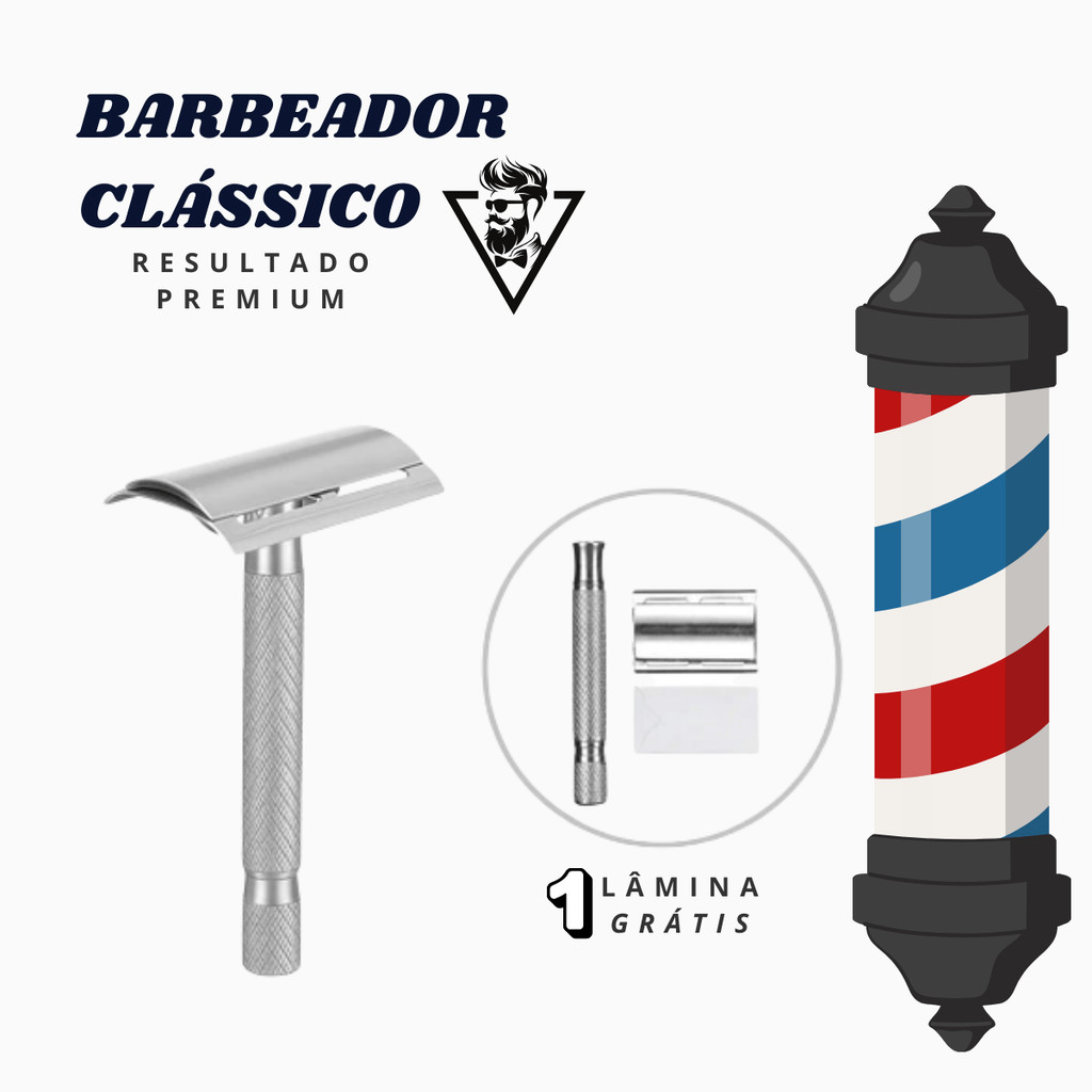 Aparelho de Barbear Articulado Clássico Retrô | Barbearia | Dupla Lâmina | Metal Resistente em Oferta na Shopee