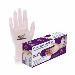Luva de Vinil Descartável Sem Amido Transparente 100 Unidades Volk CA 48748 em Oferta na Shopee