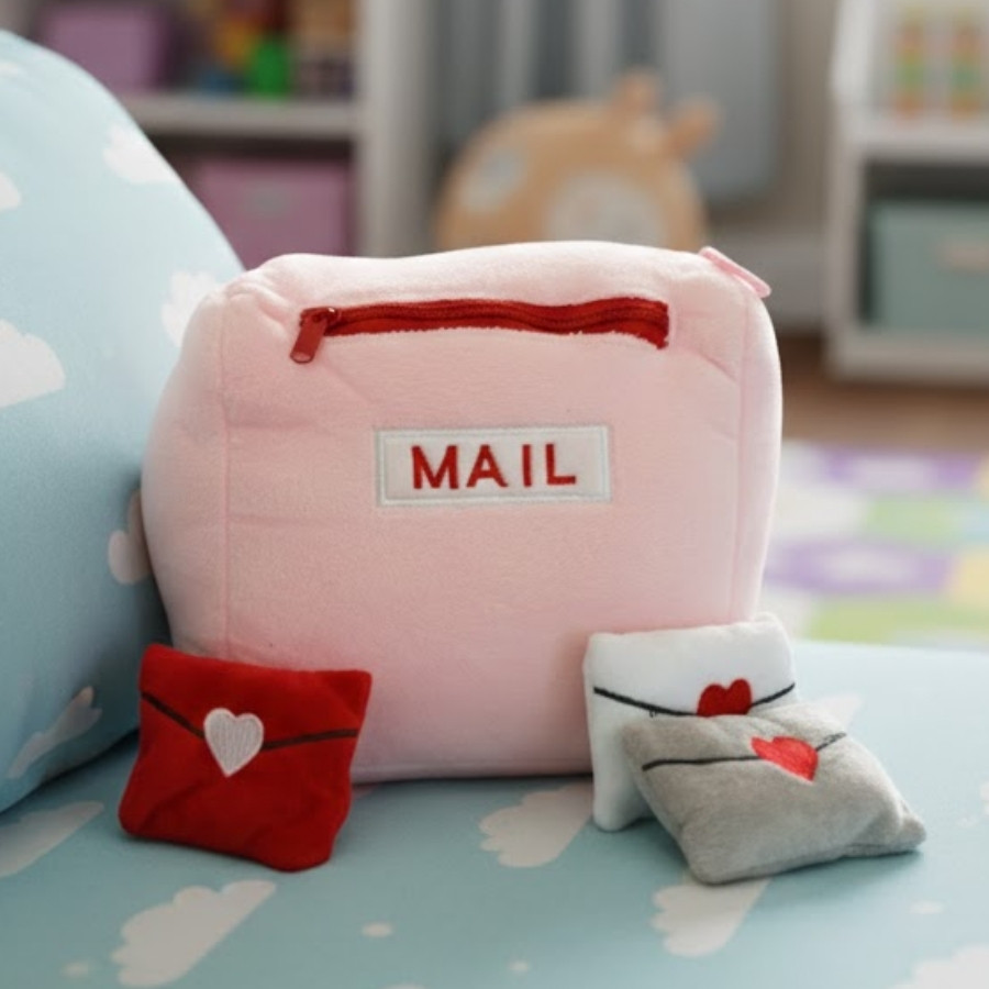 Caixa de Correio de Pelúcia com Cartinhas - Rosa - 22x15x13cm - 1 unidade - Rizzo