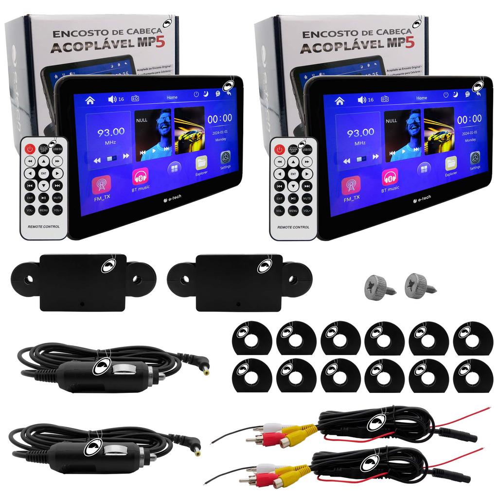 Par Encosto Monitor de Acoplar 8" Espelhamento Celular Android Touch USB