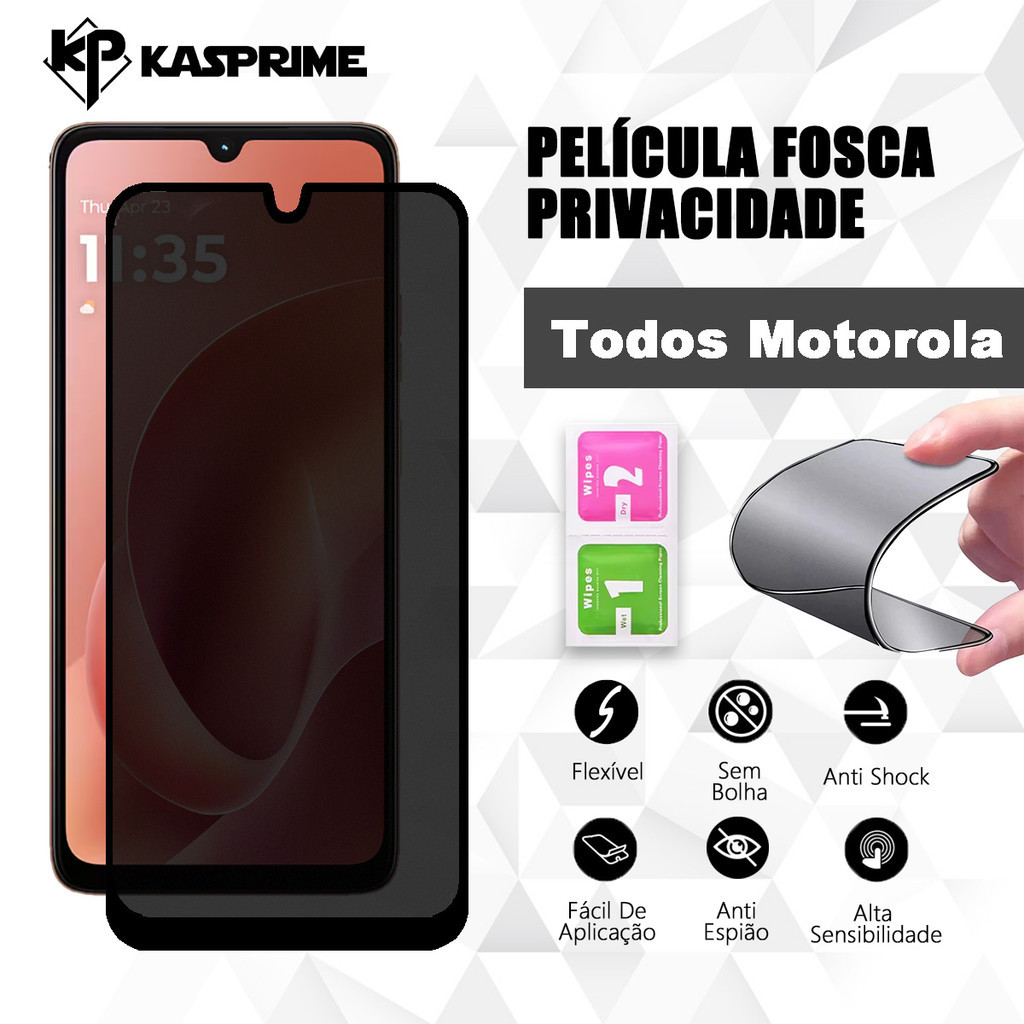 Protetor de tela de privacidade em cerâmica fosca para Motorola G86 G84 G75 G56 G54 G35 G24 G15 G14 G06 G05