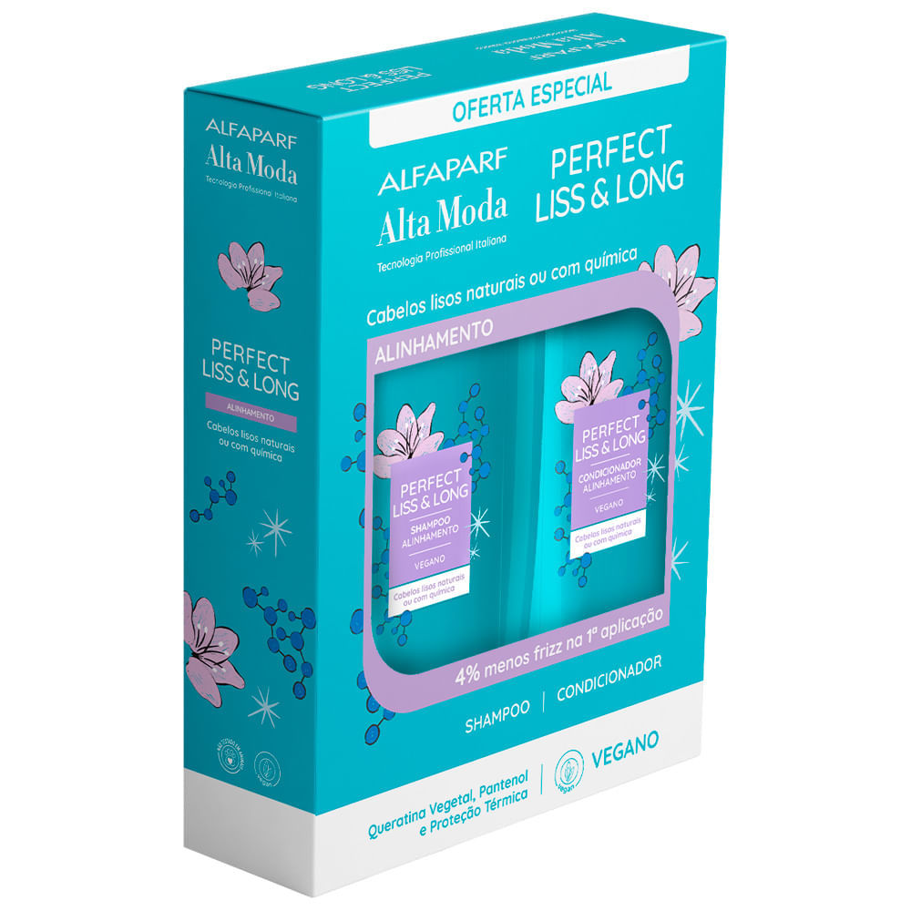 Kit Shampoo e Condicionador Alta Moda Perfect Liss & Long Vegano 300ml Cada em Oferta na Shopee