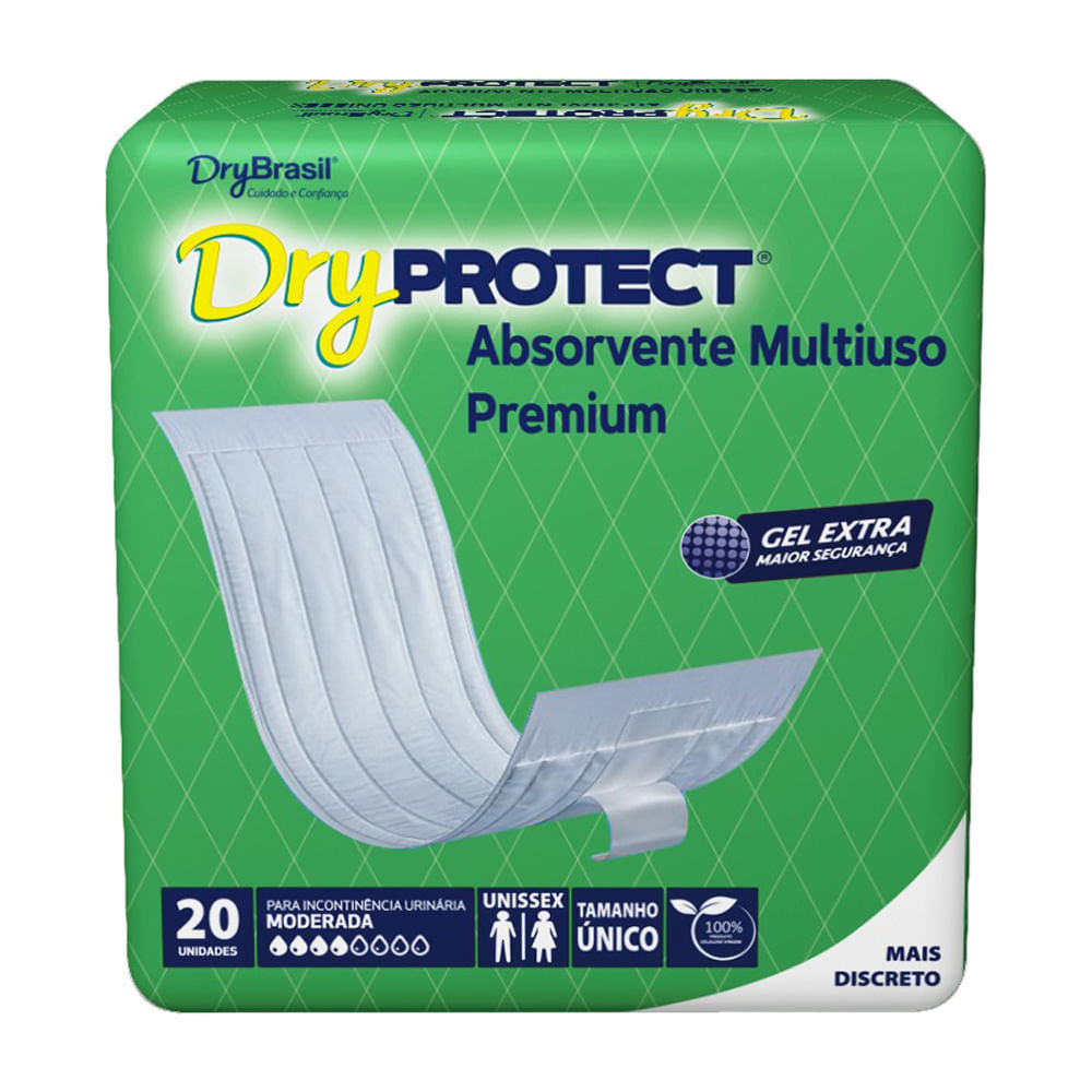 Absorvente Dry Protect Multiuso Premium Unissex para Incontinência Urinária Moderada 20 Unidades em Oferta na Shopee